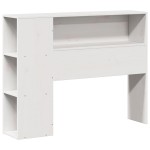 vidaXL Pat cu bibliotecă fără saltea, alb, 75x190 cm, lemn masiv pin vidaXL Pat cu bibliotecă fără saltea, alb, 75x190 cm, lemn masiv pin