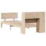 vidaXL Pat cu bibliotecă fără saltea, 90x190 cm, lemn masiv de pin vidaXL Pat cu bibliotecă fără saltea, 90x190 cm, lemn masiv de pin