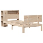vidaXL Pat cu bibliotecă fără saltea, 90x200 cm, lemn masiv pin vidaXL Pat cu bibliotecă fără saltea, 90x200 cm, lemn masiv pin