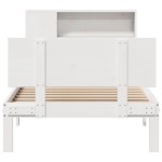 vidaXL Pat cu bibliotecă fără saltea, alb, 100x200 cm, lemn masiv pin vidaXL Pat cu bibliotecă fără saltea, alb, 100x200 cm, lemn masiv pin