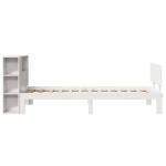 vidaXL Pat cu bibliotecă fără saltea, alb, 100x200 cm, lemn masiv pin vidaXL Pat cu bibliotecă fără saltea, alb, 100x200 cm, lemn masiv pin