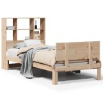 vidaXL Pat cu bibliotecă fără saltea, 90x190 cm, lemn masiv de pin vidaXL Pat cu bibliotecă fără saltea, 90x190 cm, lemn masiv de pin