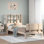 vidaXL Pat cu bibliotecă fără saltea, 90x190 cm, lemn masiv de pin vidaXL Pat cu bibliotecă fără saltea, 90x190 cm, lemn masiv de pin