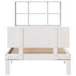 vidaXL Pat cu bibliotecă fără saltea, alb, 90x190 cm, lemn masiv pin