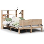 vidaXL Pat cu bibliotecă fără saltea, 120x190 cm, lemn masiv de pin vidaXL Pat cu bibliotecă fără saltea, 120x190 cm, lemn masiv de pin