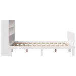 vidaXL Pat cu bibliotecă fără saltea, alb, 120x190 cm, lemn masiv pin vidaXL Pat cu bibliotecă fără saltea, alb, 120x190 cm, lemn masiv pin