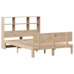 vidaXL Pat cu bibliotecă fără saltea, 140x190 cm, lemn masiv de pin vidaXL Pat cu bibliotecă fără saltea, 140x190 cm, lemn masiv de pin