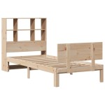 vidaXL Pat cu bibliotecă fără saltea, 90x200 cm, lemn masiv pin vidaXL Pat cu bibliotecă fără saltea, 90x200 cm, lemn masiv pin