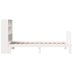 vidaXL Pat cu bibliotecă fără saltea, alb, 90x200 cm, lemn masiv pin vidaXL Pat cu bibliotecă fără saltea, alb, 90x200 cm, lemn masiv pin