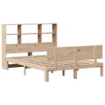 vidaXL Pat cu bibliotecă fără saltea, 150x200 cm, lemn masiv de pin