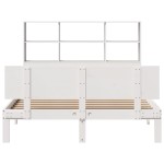 vidaXL Pat cu bibliotecă fără saltea, alb, 160x200 cm, lemn masiv pin vidaXL Pat cu bibliotecă fără saltea, alb, 160x200 cm, lemn masiv pin