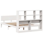 vidaXL Pat cu bibliotecă fără saltea, alb, 160x200 cm, lemn masiv pin vidaXL Pat cu bibliotecă fără saltea, alb, 160x200 cm, lemn masiv pin