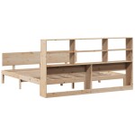 vidaXL Pat cu bibliotecă fără saltea, 180x200 cm, lemn masiv de pin