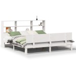vidaXL Pat cu bibliotecă fără saltea, 180x200 cm, lemn masiv de pin