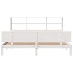 vidaXL Pat cu bibliotecă fără saltea, alb, 200x200 cm, lemn masiv pin