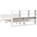 vidaXL Pat cu bibliotecă fără saltea, alb, 200x200 cm, lemn masiv pin