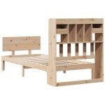 vidaXL Pat cu bibliotecă fără saltea, 75x190 cm, lemn masiv de pin