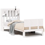 vidaXL Pat cu bibliotecă fără saltea, alb, 75x190 cm, lemn masiv pin