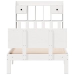 vidaXL Pat cu bibliotecă fără saltea, alb, 75x190 cm, lemn masiv pin