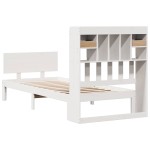 vidaXL Pat cu bibliotecă fără saltea, alb, 75x190 cm, lemn masiv pin
