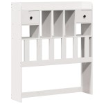 vidaXL Pat cu bibliotecă fără saltea, alb, 75x190 cm, lemn masiv pin