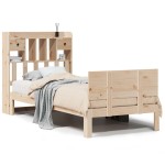 vidaXL Pat cu bibliotecă fără saltea, 90x190 cm, lemn masiv de pin vidaXL Pat cu bibliotecă fără saltea, 90x190 cm, lemn masiv de pin