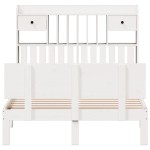 vidaXL Pat cu bibliotecă fără saltea, alb, 135x190 cm, lemn masiv pin