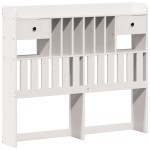 vidaXL Pat cu bibliotecă fără saltea, alb, 135x190 cm, lemn masiv pin