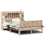 vidaXL Pat cu bibliotecă fără saltea, 140x190 cm, lemn masiv de pin vidaXL Pat cu bibliotecă fără saltea, 140x190 cm, lemn masiv de pin