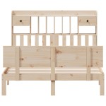 vidaXL Pat cu bibliotecă fără saltea, 140x190 cm, lemn masiv de pin vidaXL Pat cu bibliotecă fără saltea, 140x190 cm, lemn masiv de pin