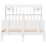vidaXL Pat cu bibliotecă fără saltea, alb, 140x190 cm, lemn masiv pin vidaXL Pat cu bibliotecă fără saltea, alb, 140x190 cm, lemn masiv pin
