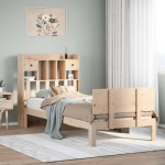 vidaXL Pat cu bibliotecă fără saltea, 90x200 cm, lemn masiv pin vidaXL Pat cu bibliotecă fără saltea, 90x200 cm, lemn masiv pin