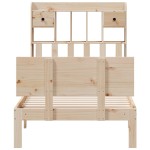 vidaXL Pat cu bibliotecă fără saltea, 90x200 cm, lemn masiv pin vidaXL Pat cu bibliotecă fără saltea, 90x200 cm, lemn masiv pin