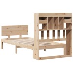 vidaXL Pat cu bibliotecă fără saltea, 90x200 cm, lemn masiv pin vidaXL Pat cu bibliotecă fără saltea, 90x200 cm, lemn masiv pin