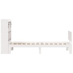 vidaXL Pat cu bibliotecă fără saltea, alb, 90x200 cm, lemn masiv pin