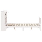 vidaXL Pat cu bibliotecă fără saltea, alb, 140x200 cm, lemn masiv pin vidaXL Pat cu bibliotecă fără saltea, alb, 140x200 cm, lemn masiv pin