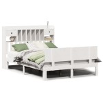 vidaXL Pat cu bibliotecă fără saltea, alb, 150x200 cm, lemn masiv pin