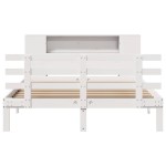 vidaXL Pat cu bibliotecă fără saltea, alb, 135x190 cm, lemn masiv pin