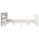 vidaXL Pat cu bibliotecă fără saltea, alb, 140x190 cm, lemn masiv pin vidaXL Pat cu bibliotecă fără saltea, alb, 140x190 cm, lemn masiv pin