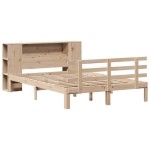 vidaXL Pat cu bibliotecă fără saltea, 120x200 cm, lemn masiv de pin vidaXL Pat cu bibliotecă fără saltea, 120x200 cm, lemn masiv de pin