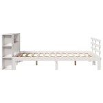 vidaXL Pat cu bibliotecă fără saltea, alb, 140x200 cm, lemn masiv pin vidaXL Pat cu bibliotecă fără saltea, alb, 140x200 cm, lemn masiv pin