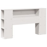 vidaXL Pat cu bibliotecă fără saltea, alb, 140x200 cm, lemn masiv pin vidaXL Pat cu bibliotecă fără saltea, alb, 140x200 cm, lemn masiv pin