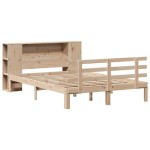 vidaXL Pat cu bibliotecă fără saltea, 150x200 cm, lemn masiv de pin
