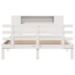 vidaXL Pat cu bibliotecă fără saltea, alb, 150x200 cm, lemn masiv pin vidaXL Pat cu bibliotecă fără saltea, alb, 150x200 cm, lemn masiv pin