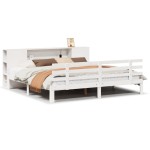 vidaXL Pat cu bibliotecă fără saltea, 180x200 cm, lemn masiv de pin