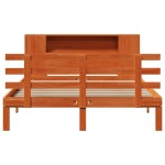 vidaXL Pat cu bibliotecă fără saltea, maro, 120x200 cm, lemn masiv pin vidaXL Pat cu bibliotecă fără saltea, maro, 120x200 cm, lemn masiv pin