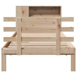 vidaXL Pat cu bibliotecă fără saltea, 75x190 cm, lemn masiv de pin