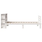 vidaXL Pat cu bibliotecă fără saltea, alb, 75x190 cm, lemn masiv pin vidaXL Pat cu bibliotecă fără saltea, alb, 75x190 cm, lemn masiv pin