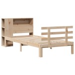 vidaXL Pat cu bibliotecă fără saltea, 90x200 cm, lemn masiv pin vidaXL Pat cu bibliotecă fără saltea, 90x200 cm, lemn masiv pin