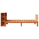 vidaXL Pat cu bibliotecă fără saltea, maro, 100x200 cm, lemn masiv pin vidaXL Pat cu bibliotecă fără saltea, maro, 100x200 cm, lemn masiv pin